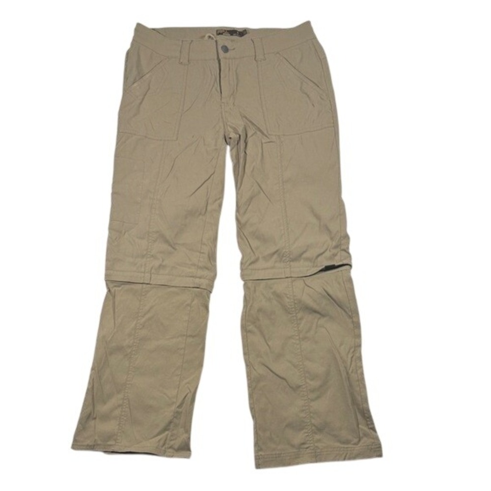 Prana Womens Convertible Hiking Pants‎ Tan Khaki Size 8 Short Inseam Zip Off